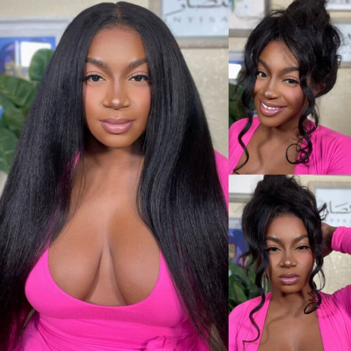 Wear Go Glueless Wigs Kinky Straight Pre Cut HD Transaparent Lace Human Hair Wigs With Breathable Wear & Go Pre Plucked Hairline Cap Air Wig-Geeta Hair
