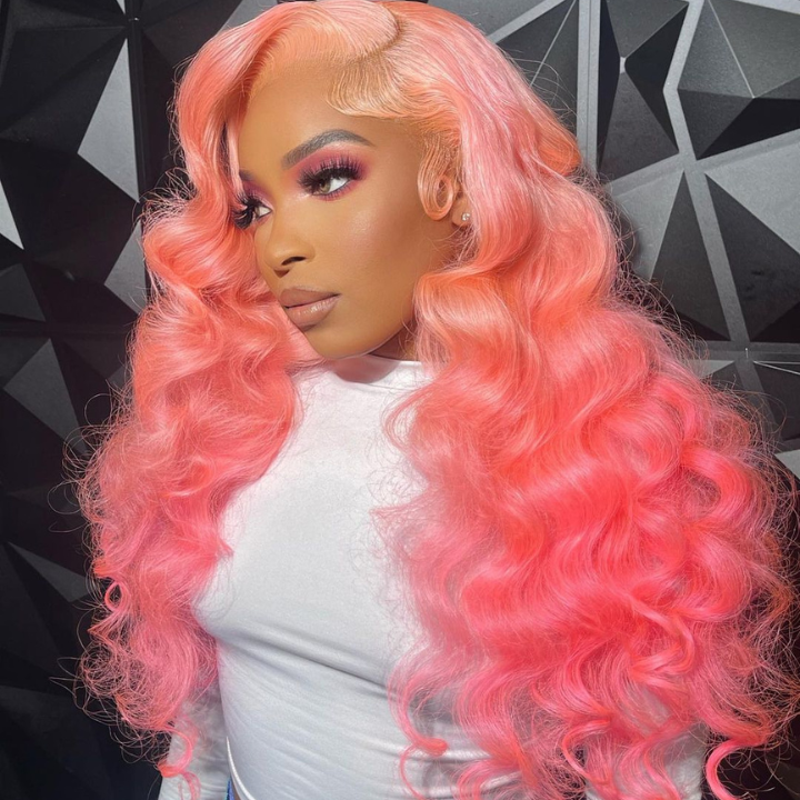Glueless 13x4/6x4.5 Pink Body Wave Pre Cut HD Transaparent Lace Human Hair Wigs-Geeta Hair