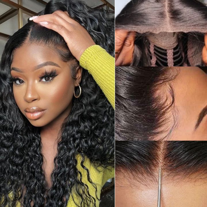 Glueless 13x4/6x4.5 Water Wave Pre Cut HD Transaparent Lace Human Hair Wigs With Breathable Cap Air Wig-Geeta Hair