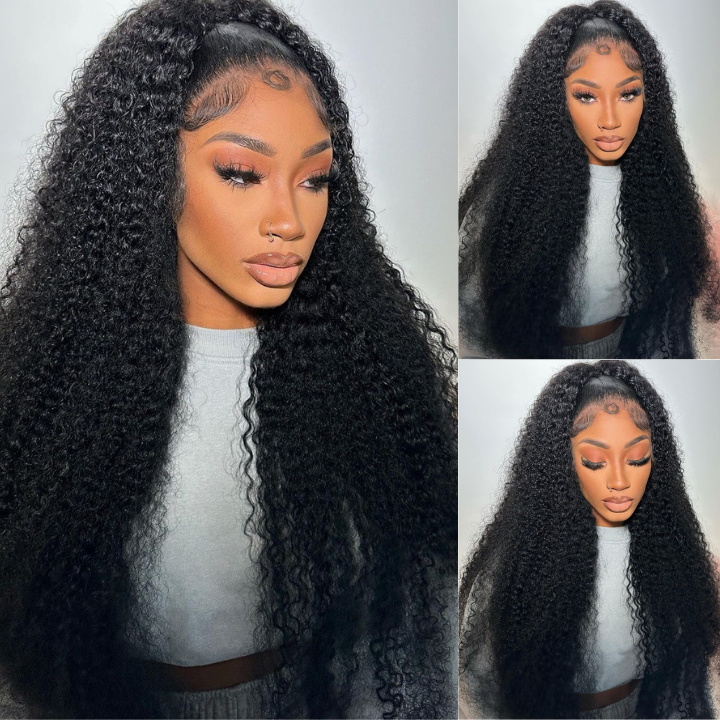 Glueless 13x4/6x4.5 Kinky Curly Pre Cut HD Transaparent Lace 100% Virgin Human Hair Wigs With Breathable Wear & Go Pre Plucked Hairline Cap Air Wig-Geeta Hair