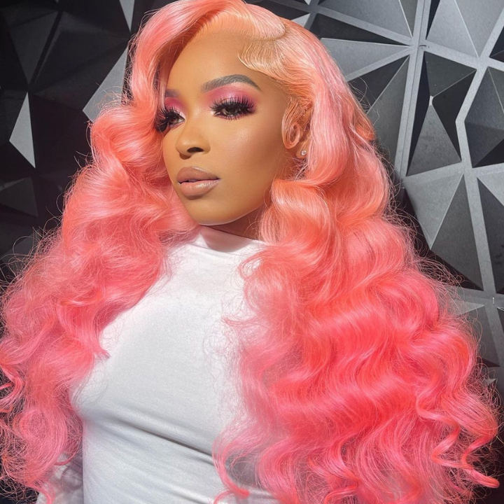 Glueless 13x4/6x4.5 Pink Body Wave Pre Cut HD Transaparent Lace Human Hair Wigs-Geeta Hair