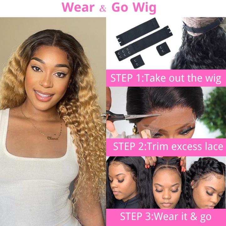 Glueless 5x5 Lace Closure Wig Ombre Colored Human Hair Wigs Collection Natural Crimps Curls Loose Deep Wave-Geetahair