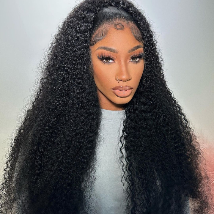 Glueless 13x4/6x4.5 Kinky Curly Pre Cut HD Transaparent Lace 100% Virgin Human Hair Wigs With Breathable Wear & Go Pre Plucked Hairline Cap Air Wig-Geeta Hair