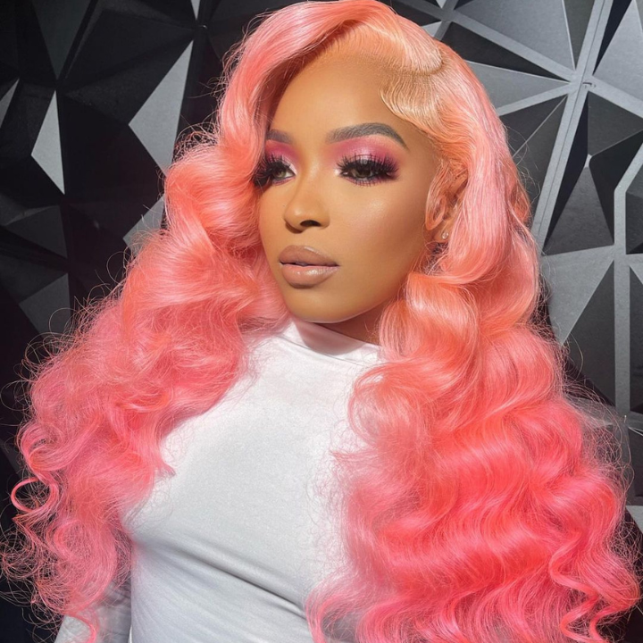 Glueless 13x4/6x4.5 Pink Body Wave Pre Cut HD Transaparent Lace Human Hair Wigs-Geeta Hair