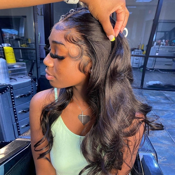 Geetahair Upgrade HD Lace Body Wave Wig With Pre Plucked Natural Hairline Lace Front Wigs Match All Skin Color