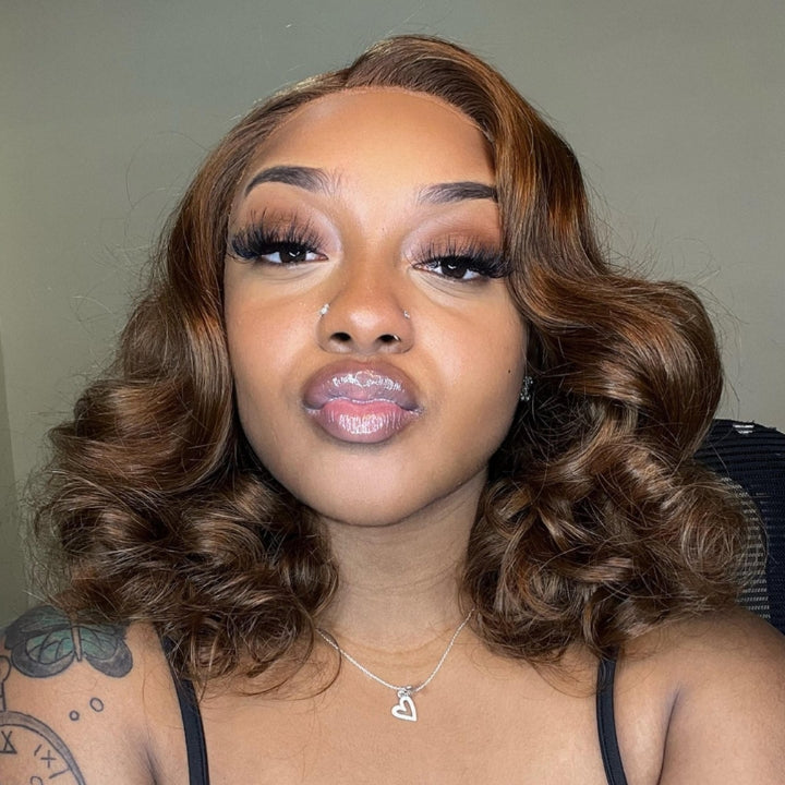 Glueless Dark Brown Body Wave Lace Front Colored Wig Chocolate Brown Loose Wave Human Hair Wigs