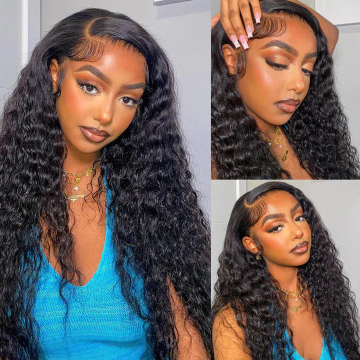 Glueless Full Deep Wave 13x4 HD Lace Front Wig Transparent Lace Human Hair Wigs Plucked Hairline 250% Density-Geeta Hair