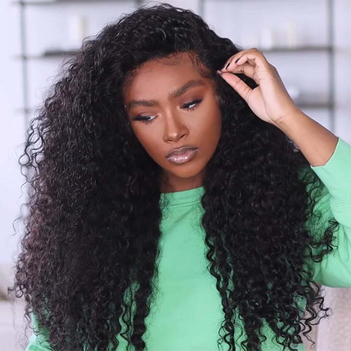 Glueless Full Deep Wave 13x4 HD Lace Front Wig Transparent Lace Human Hair Wigs Plucked Hairline 250% Density-Geeta Hair