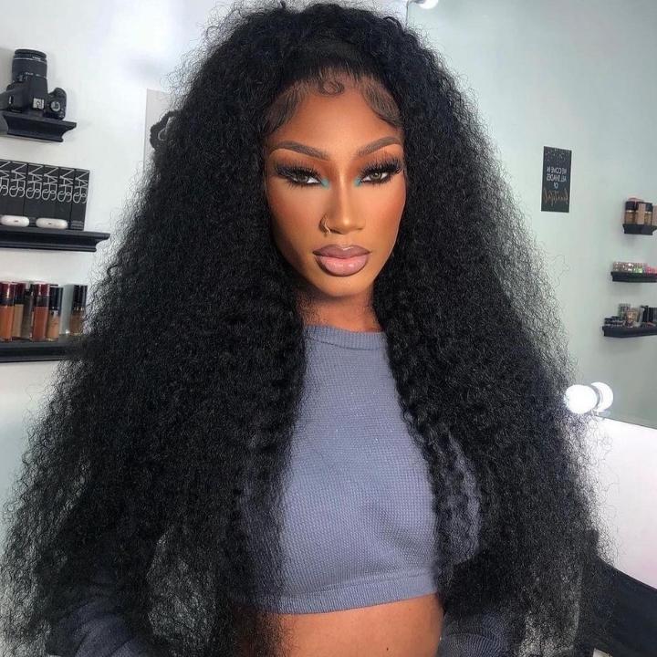 Glueless 13x4/6x4.5 Kinky Curly Pre Cut HD Transaparent Lace 100% Virgin Human Hair Wigs With Breathable Wear & Go Pre Plucked Hairline Cap Air Wig-Geeta Hair