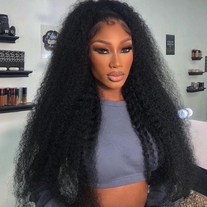 Glueless 13x4/6x4.5 Kinky Curly Pre Cut HD Transaparent Lace 100% Virgin Human Hair Wigs With Breathable Wear & Go Pre Plucked Hairline Cap Air Wig-Geeta Hair