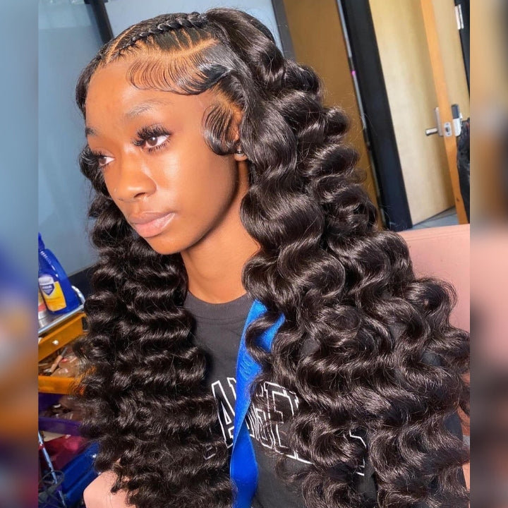 Glueless 13x4/6x4.5 Loose Deep Wave Pre Cut HD Transaparent Lace 100% Virgin Human Hair Wigs With Breathable Wear & Go Pre Plucked Hairline Cap Air Wig-Geeta Hair
