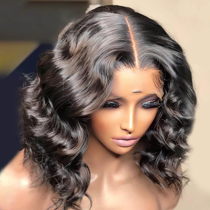 Glueless 13x4/6x4.5 Shoulder Loose Wave Pre Cut HD Transaparent Lace Human Hair Wigs Wear & Go Pre Plucked Hairline Bob Wigs-Geeta Hair