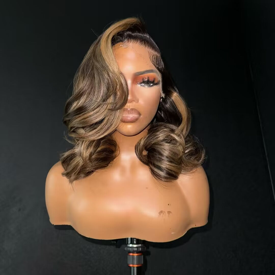 Glueless Luxury Wigs Layers Bob Body Wave Honey Blonde 13x4 Lace Front Wig HD Transparent Human Hair Wigs