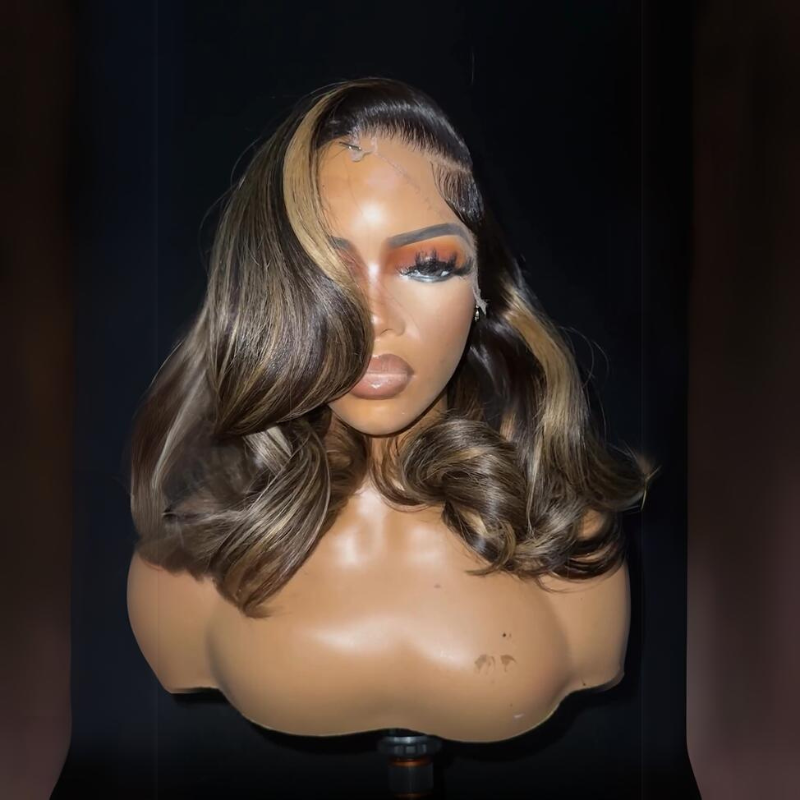 Glueless Luxury Wigs Layers Bob Body Wave Honey Blonde 13x4 Lace Front Wig HD Transparent Human Hair Wigs
