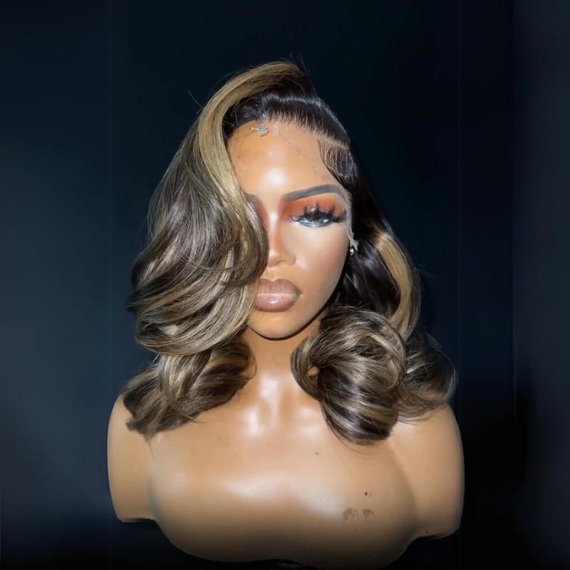 Glueless Luxury Wigs Layers Bob Body Wave Honey Blonde 13x4 Lace Front Wig HD Transparent Human Hair Wigs