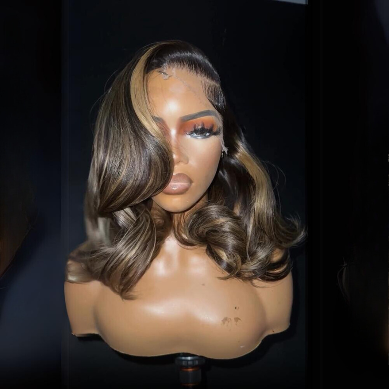 Glueless Luxury Wigs Layers Bob Body Wave Honey Blonde 13x4 Lace Front Wig HD Transparent Human Hair Wigs