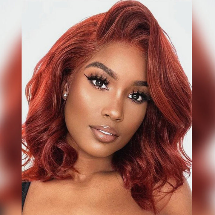 Crazy Flash Sale: Glueless Reddish Brown Body Wave HD Lace Bob Wig - Only 2 Days