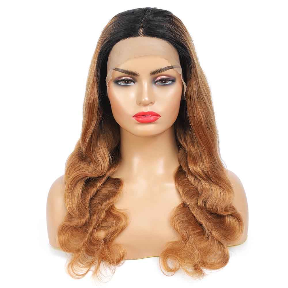 Body Wave Hair 1b/30 Ombre Honey Brown Color Guleless T Part Lace Frontal Wig 100% Virgin Human Hair Wigs-Geeta Hair