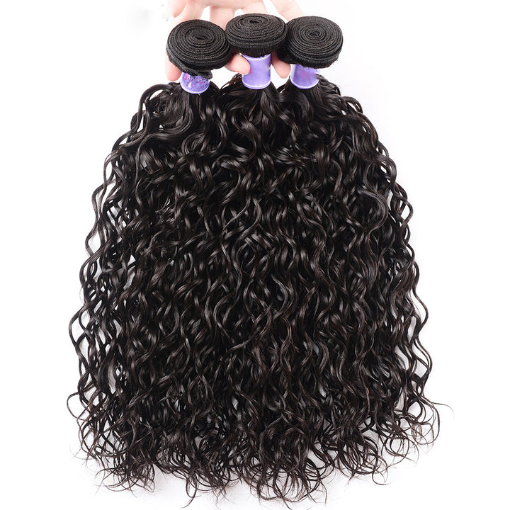 Geetahair Water Wave Hair 3 Bundles With 13x4 Lace Frontal 100% Virgin Human Hair Extensions