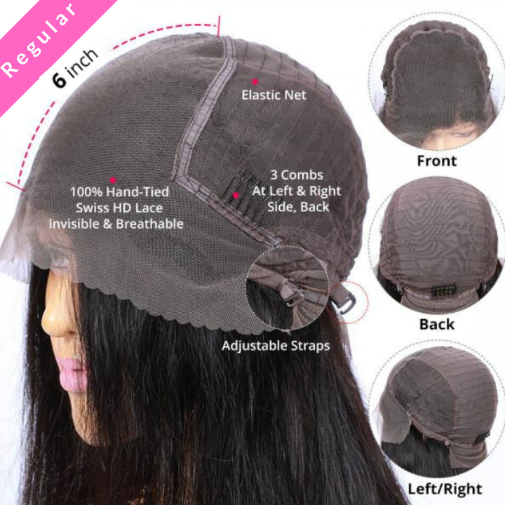 Pre Plucked Kinky Curly Hair Natural Color 13x6 HD Transparent Lace Front Wig For Black Women-Geeta Hair