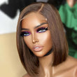 50%+Extra $100 OFF : Brown 4x4 HD Colored Bone Straight Human Short Bob Hair-Flash Sale, Only 2 Days