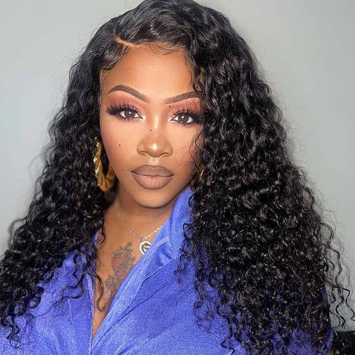 13x4 HD Transparent Lace Front Deep Wave Natural Black Human Hair Wig Pre Plucked Hairline With Baby Hair-Geeta Hair