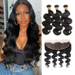 GeetaHair Body Wave 13x4 Frontal Natural Color With 3 Bundles 100% Human Hair