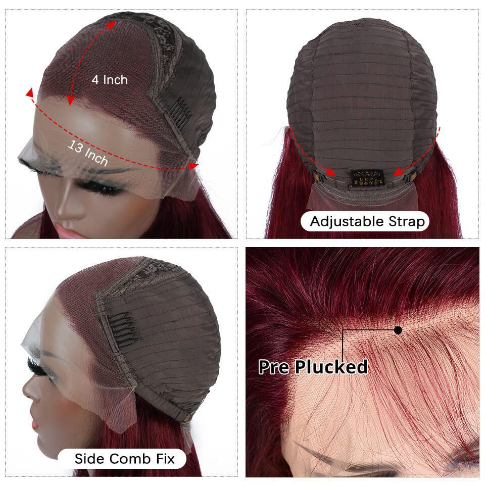 50%+Extra $100 OFF : 99j Burgundy Hair 13x4 HD Lace Kinky Curly Lace Front Wig-Flash Sale, Only 2 Days