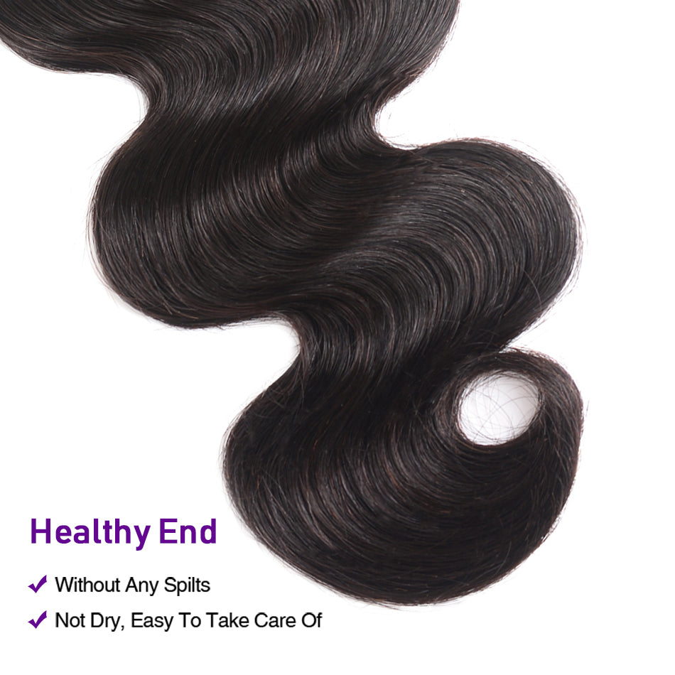 GeetaHair Body Wave 13x4 Frontal Natural Color With 3 Bundles 100% Human Hair