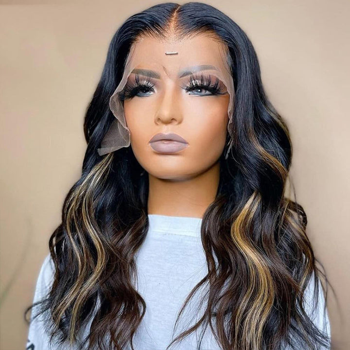 Xmas Sale Balayage Blonde Body Wave 13x4/4x4 HD Lace Front Wig For Women Highlight Pre Plucked Hairline Human Hair Wigs