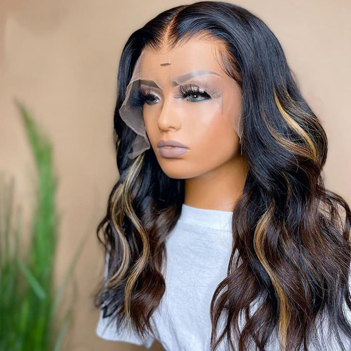 Xmas Sale Balayage Blonde Body Wave 13x4/4x4 HD Lace Front Wig For Women Highlight Pre Plucked Hairline Human Hair Wigs