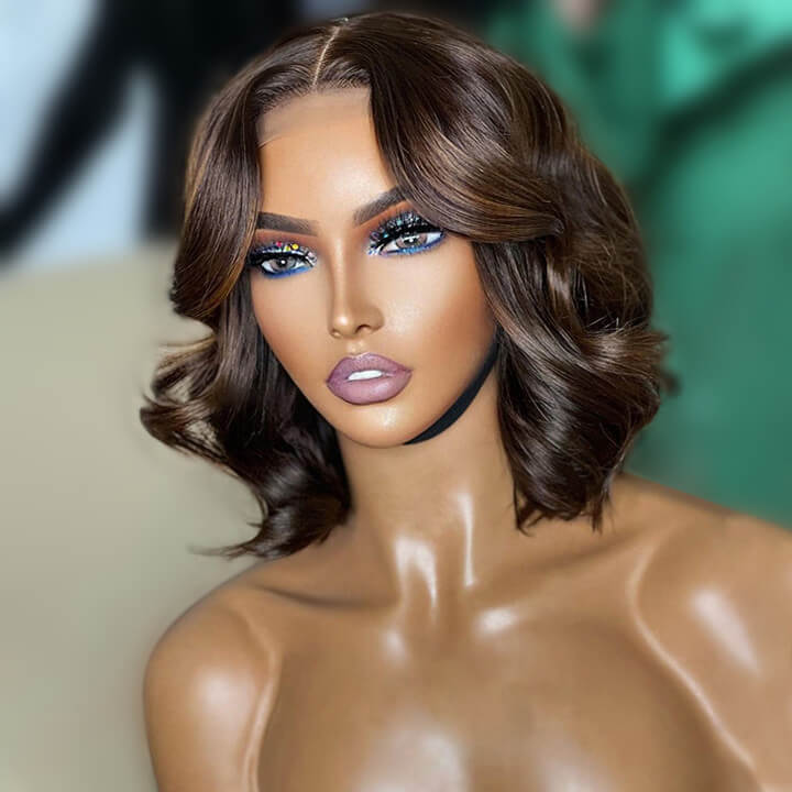 50%+Extra $100 OFF : Brown Body Wave Hair 5x5 HD Lace Bob Wig-Flash Sale, Only 2 Days