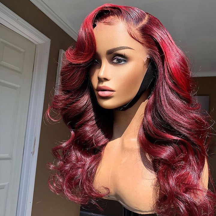 Highlight Burgundy Body Wave 13x4/4x4 HD Lace Wig 99j Colored Body Wave Human Hair Wigs
