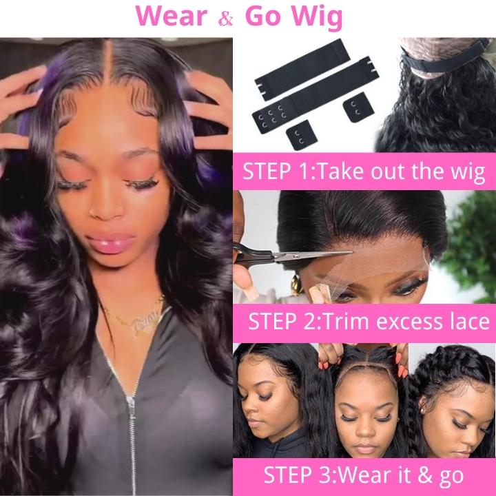 Highlight Black with Purple Body Wave Transparent Lace Front Wig Highlights Colored Glueless Human Hair Wigs For Women-Geeta Hair