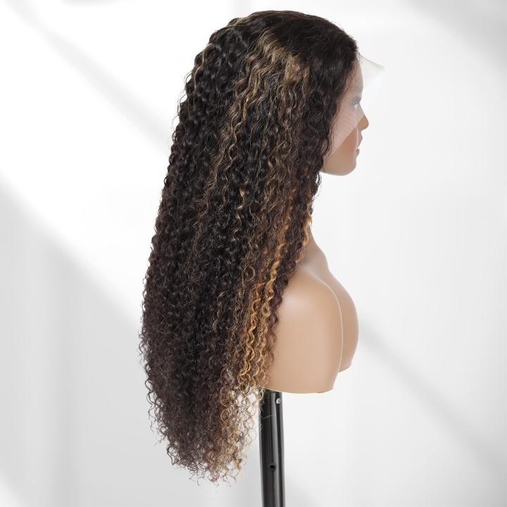 Highlight Blonde Curly 5x5/13x4 HD Lace Front Wig Highlights Honey Blonde Human Hair Wigs-GeetaHair