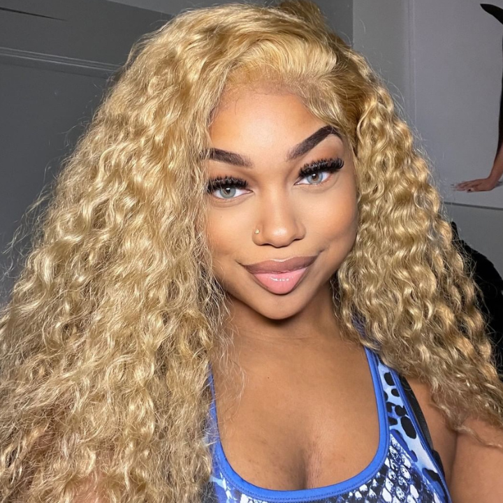 Honey Blonde Water Wave 13x4/4x4 HD Lace Frontal Wig Golden Brown Transparent Lace Human Hair Wigs