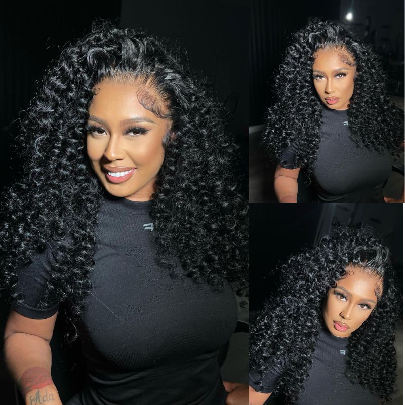 Graduation Season Special 38% Off 300%Density Human Hair Curly Wigs 13x4 HD Transparent Lace Front Wigs