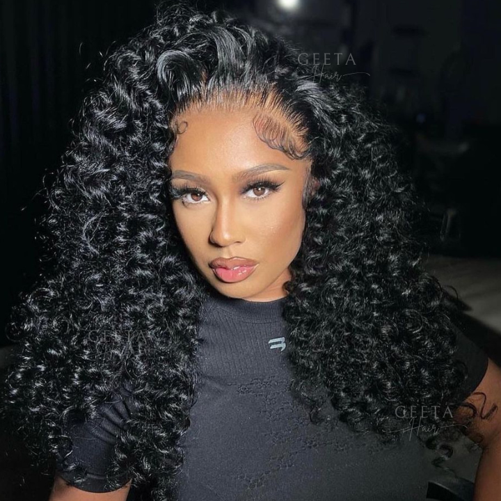 Graduation Season Special 38% Off 300%Density Human Hair Curly Wigs 13x4 HD Transparent Lace Front Wigs
