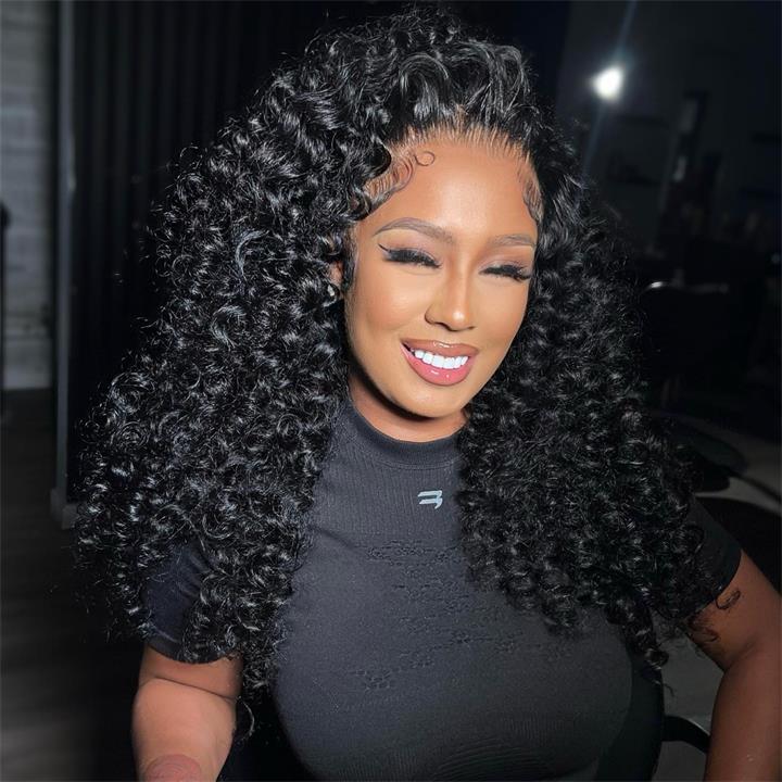 Graduation Season Special 38% Off 300%Density Human Hair Curly Wigs 13x4 HD Transparent Lace Front Wigs
