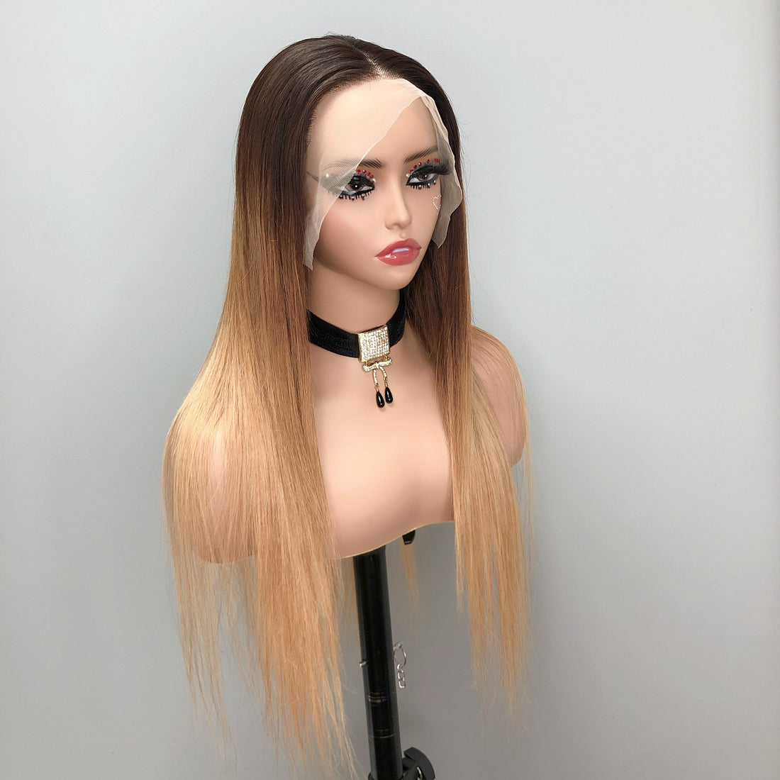 Pre Bleached Knots Ombre Straight T1B/4/27 Lace Front Wig 13x4 HD Lace Frontal Wigs 180% Density-Geeta hair