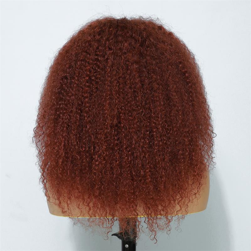 Copper Red Lace Front Human Hair Wigs 13x4 Afro Kinky Curly Glueless Wigs 180% Density