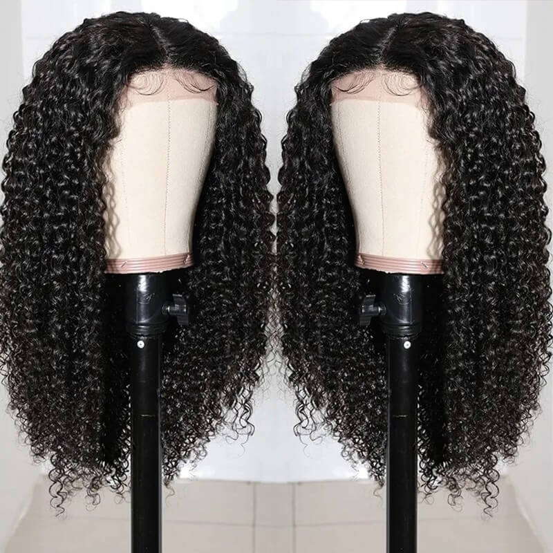 Natural Curly Hair T Part Lace Front Human Hair Wig Pre Plucked With Baby Hair-Geeta Hair