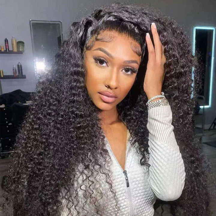 13x4 Lace Front Wigs Human Hair Pre Plucked with Baby Hair Jerry Curly Lace Frontal Wig for Black Women 180% Density