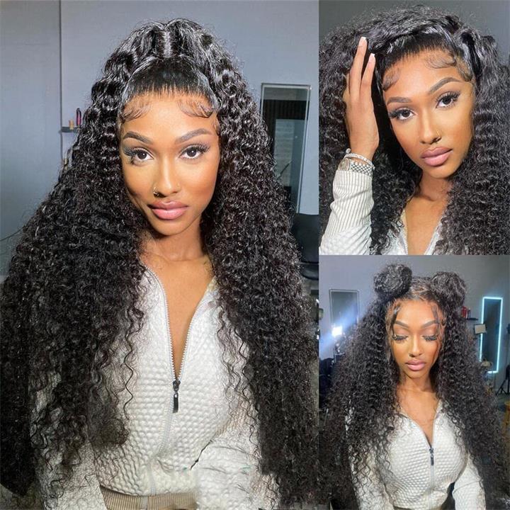 13x4 Lace Front Wigs Human Hair Pre Plucked with Baby Hair Jerry Curly Lace Frontal Wig for Black Women 180% Density