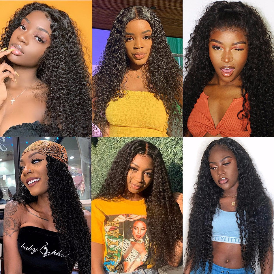 GeetaHair Kinky Curly Hair 3 Bundles with 4x4 Lace Closure 100% Remi Human Hair Soft Shiny Wave Hair