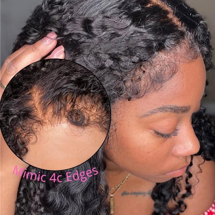 Type 4C Kinky Hairline Kinky Curly 13x4 Undetectable Lace Front Wig With Kinky Baby Hairline-Geeta Hair