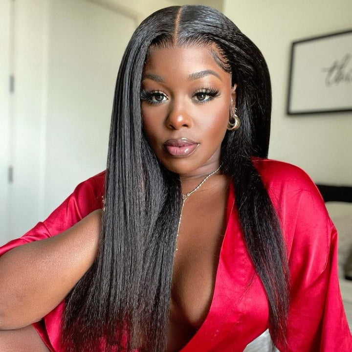 Kinky Straight Hair 4x4 Lace Closure Wig 100% Virgin Human Hair Wig -Geeta Hair