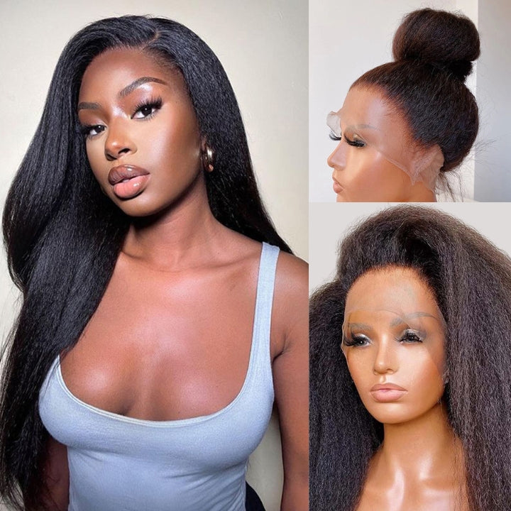 Kinky Straight Hair Wig 360 Hd Transparent Lace Front Wig Human Hair Wigs For Women Full End Glueless Brazilian Hair-GeetaHair