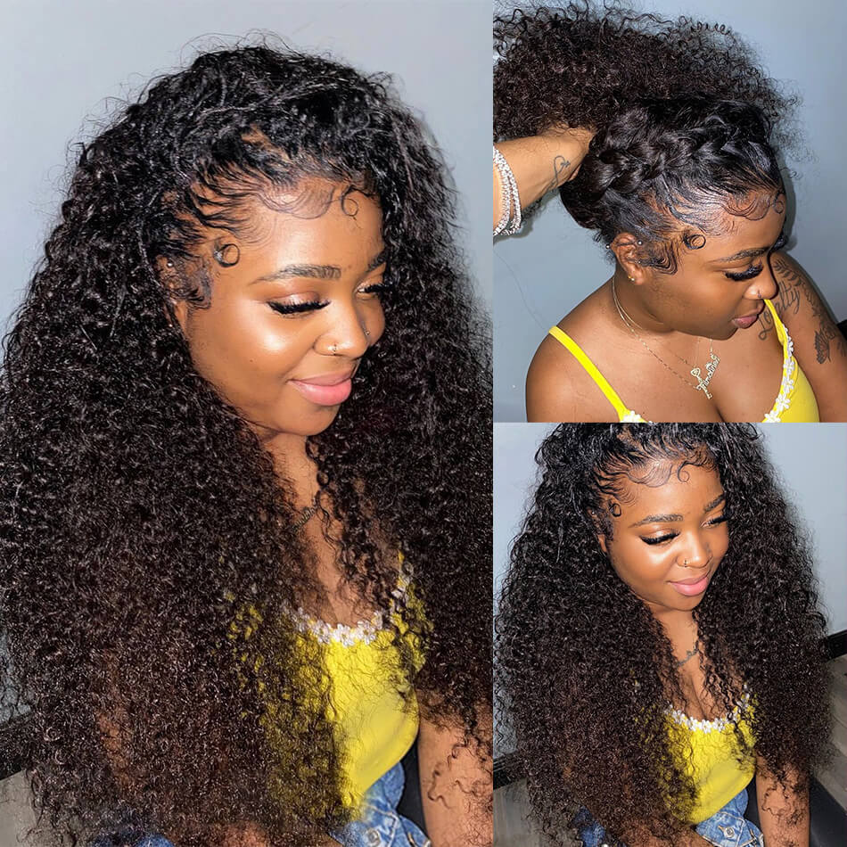 360 Lace Frontal Human Hair Kinky Curly Wigs Pre Plucked With Baby Hair Natural Hairline Glueless Wig-geetahair