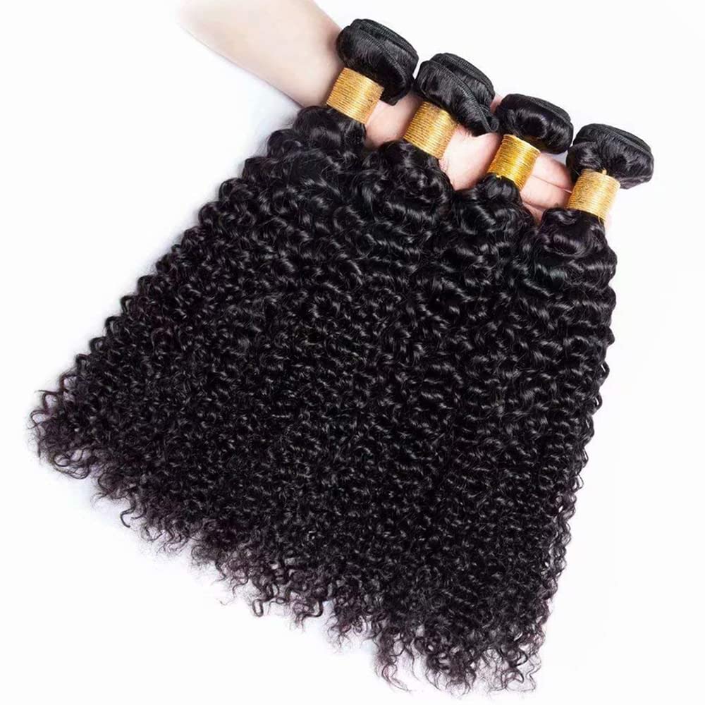 GeetaHair Kinky Curly 4 Bundles With 13x4 Lace Frontal Virgin Human Hair Extensions